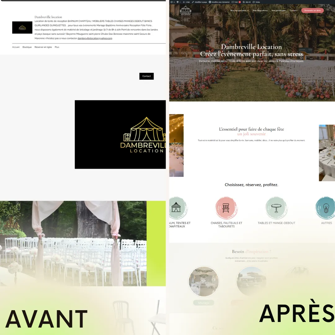 Avant après refonte site Dambreville Location