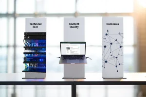 Les trois piliers du SEO représentés visuellement