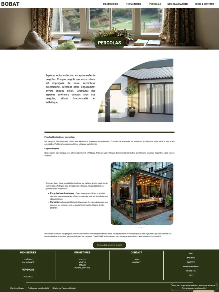 site menuisier pergola